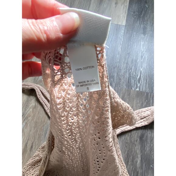 Cream Open Knit Boho Long Cardigan Cotton Small Drape Whimsygoth Y2K Retro Fairy - Picture 5 of 5